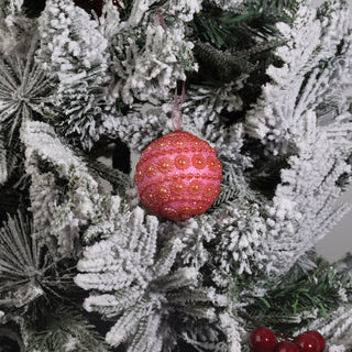 Ruby Radiance – Handcrafted Red Beaded Christmas Ornament 6PCS