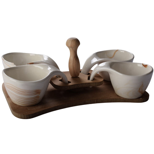 4 Peices Tray Ceramic Divided Fruit Tray Dry Fruit Tray