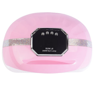 SUN L6 48W LED UV Nail Lamp – Pink with Rhinestone Accents