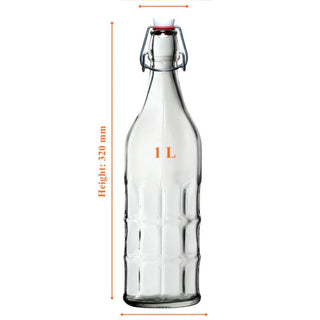Moresca Swing Flip Top Lid Glass Water Bottle. (1 Litre)