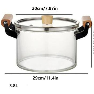 Glass Saucepan with Cover, 3.8L128 FL OZ Heat-Resistant Glass Stovetop Pot, Saucepan Set Glass Cookware Set Cooktop Safe for Pasta Noodle, Soup, Milk,Clear