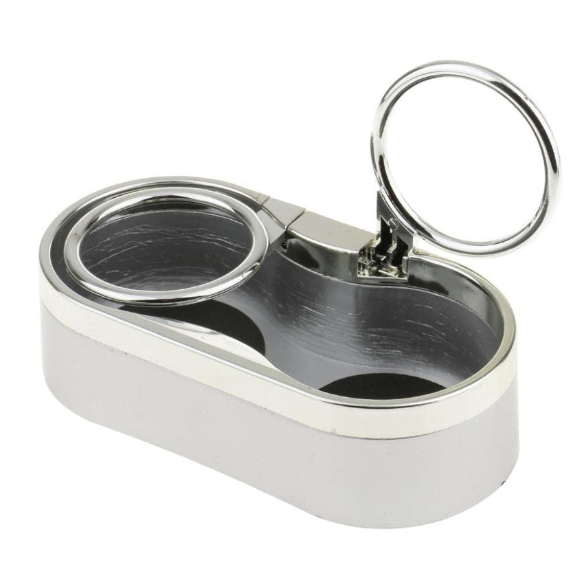 Silver Car Drink Bottle Dual Cup Beverage Can Holder Organizer