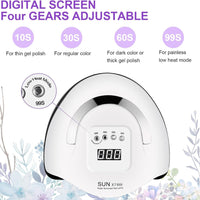 UV Nail Dryer Lamp 180W UV LED Portable Professional Automatic 4 Timers 10/30/60/99S, LCD Screen, Removable Base, Intelligent Sensor Lamp UV Nail Dryer for All Gels