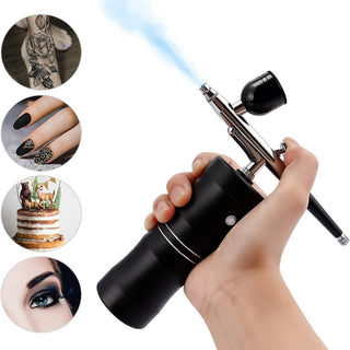 Cordless Airbrush Kit, Rechargeable Handheld Air Compressor Spray Gun Airbrush Kit for Nail Art, Cake, Make Up, Tattoo, Face Paint and Model Pink