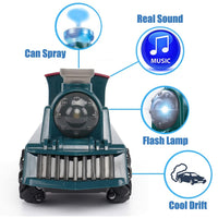 Train Toys for 3 Year olds YF-TOW Toy Train Electric Train with Smoke, Lights & Sounds,Rechargeable Battery，Birthday Gifts for 3 4 5 Year Old Boys