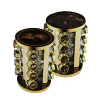 16 PCs Rotatable Spice Jar Black Marble