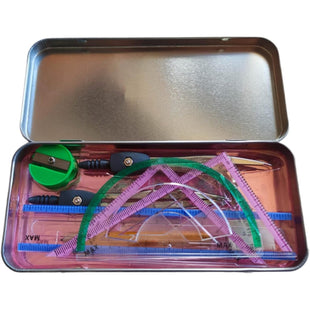 MAX 9 Pieces Math Set With 2 metal Compasses-School Supplies-