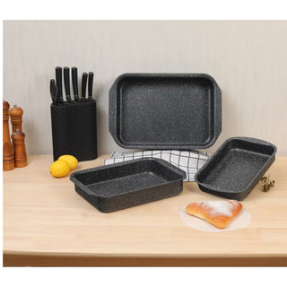 BAROLY Set Of Rectangular Granite Oven Trays 3 Pieces