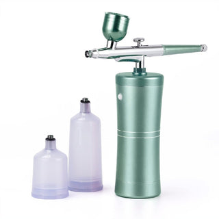 Cordless Airbrush Kit, Rechargeable Handheld Air Compressor Spray Gun Airbrush Kit for Nail Art, Cake, Make Up, Tattoo, Face Paint and Model Green
