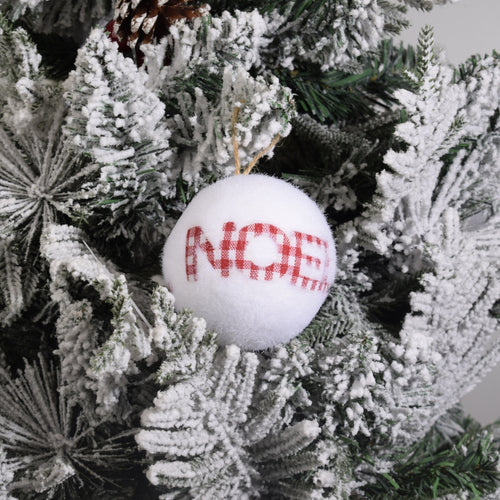 White Christmas Tree Ornament Ball with “NOEL” Design 3PCS