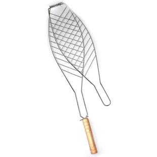Stainless Steel Fish Carving Fillet Grill Fish Grill BBQ Basket Wood Handle Grill Clip BBQ Fillet Grilling Fish