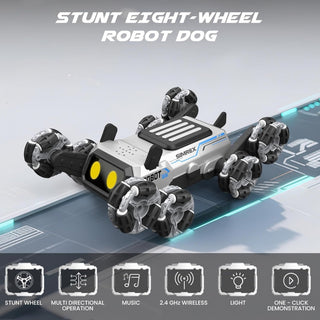 Remote Control Robot Dog Toys for Kids 6+, Stunt RC Cars with LED Eyes & Gesture Control, 6+ Years Old Boys Girls Birthday Gift, Interactive Robot Toy with Mecanum Wheels & 3 Sounds, Sliver