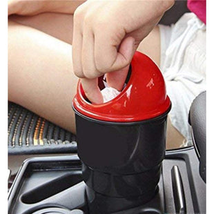 JUSTTOP Mini Car Trash Can, Small Automatic Portable Trash Can with Lid, for Car Home Office (Red)