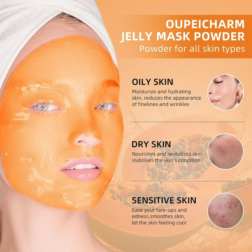 Jelly Mask Powder for Facials, Hydrating & Moisturizing Jelly Face Mask Skin Care Papaya
