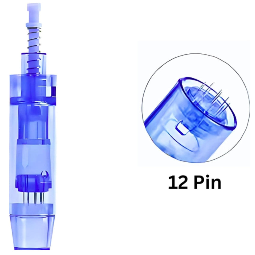 Derma Pen 12 Pin Needle Cartridge Tip- Pack of 100 | Blue