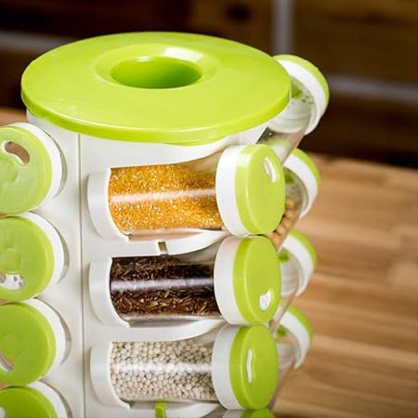 Vimmor Spice jar pepper shaker box spice jars pepper salt cruet plastic bottle kitchen spice rack set 16 pieces glasses 1 piece rack holder A
