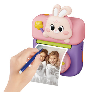 Kids Camera Instant Print With Mini Carton Camera 2.4 Inch IPS 180° Flip Screen Photography Camera for Girls Boys