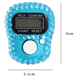 Fracon Digital LCD Electronic Tally Counter, Handheld Finger Ring Tapping People Counter strass design-