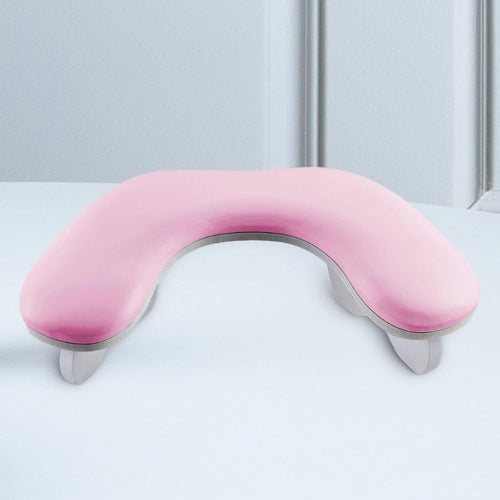 U Shape Nail Arm Rest, Manicure Armrest Wooden Base Detachable for Manicurist Nails Tech, Pink
