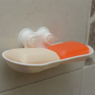 Double Soap Suction Wall Mount Soap Dish Holder