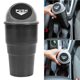 JUSTTOP Mini Car Trash Can, Small Automatic Portable Trash Can with Lid, for Car Home Office (Gray)