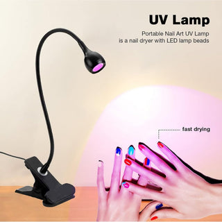 LED Nail Lamp, UV Nail Dryer Lamp, UV LED Purple Light, USB with Clip and Switch, Ideal for Working Fingers or Any Hand (Black)