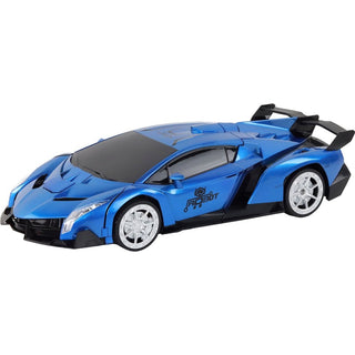 RC Car Robot for Kids Transformation Car Toy, Remote Control Deformation Vehicle Model with One Button Transform 360°Rotating Drifting 1:18 Scale, Best for Boys and Girls (Blue)