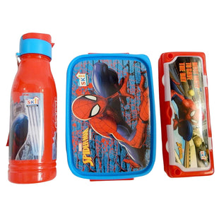 ThemeHouseParty® Marvel Avenger Spider Man Cartoon Character Printed Victory Gift Set -3 in 1 Set of- Lunch Box, Pencil Box and Bottle for Kids rakshabandhan Gift Rakhi Gift