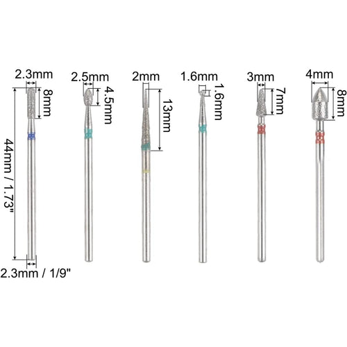 10pcs Nail Drill Bits Set 1/9" Shank Tungsten Carbide Cuticle Polishing Nail Bit for Removing Acrylic Gel Nails Cuticle