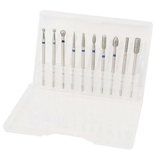 10pcs Nail Drill Bit Set Portable Home Salon Emery Cuticle Remover Bits for Nail Artist Beginner