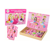 set of educational magnetic puzzles with a Barbie motif