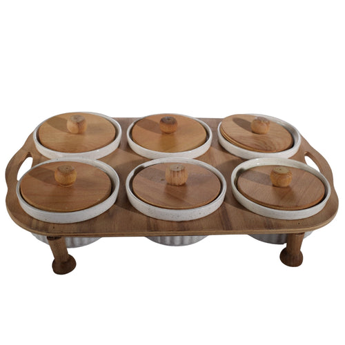 6Pcs Spice & Breakfast & Jam Set, Wooden Serving Set