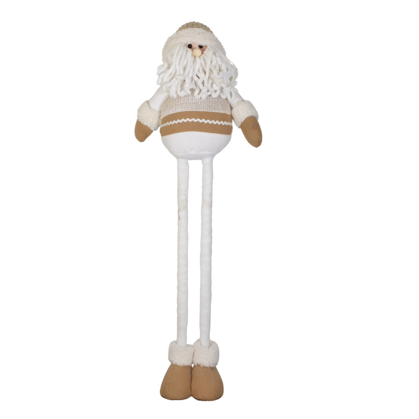 Adjustable Plush Santa Claus Decoration – Beige & White