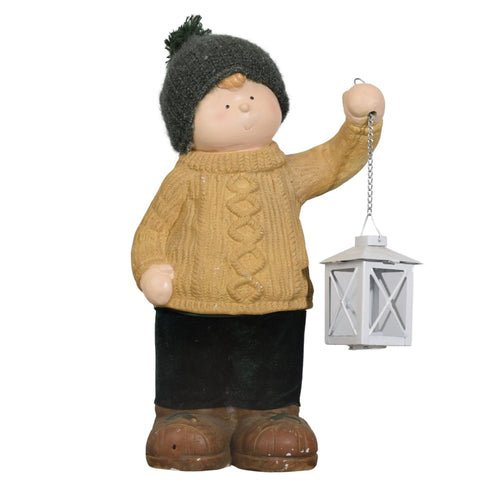 Winter Boy Figurine with Lantern