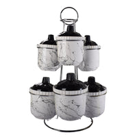6 Piece Ceramic Canister Jar Set with a Stand and Airtight Lids