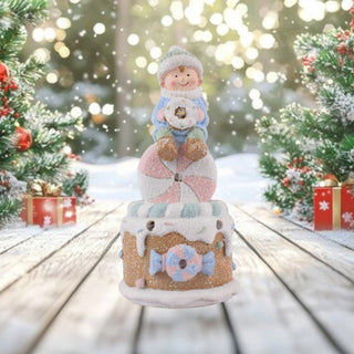 New Year's decorative figurine with backlight 10.5×10.5×20.5 cm New Year's decor Child on a "sweet tower"