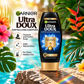 Garnier Ultra Doux Purifying & Shine Conditioner with Black Charcoal & Nigella Seed Oil 200ml