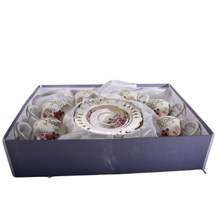 Red Rose Porcelain Coffee Set 6 Person