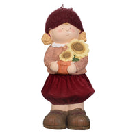 Winter Girl Figurine with Sunflowers