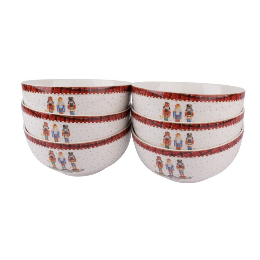 Holiday Nutcracker Porcelain Bowl – 6 Pcs Set 14Cm