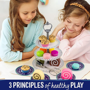 39 Pcs Princess Tea Party Set For Little Girls , Afternoon Tin Metal Tea Set With 3 Tier Party Cake Stand, Vintage Design, Play Food Dessert Accessories, Teapot, Saucers, And Tea Cups For Kids