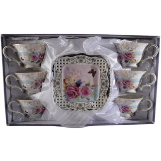 Red Rose Porcelain Coffee Set 6 Person