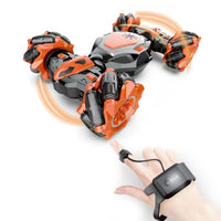 Remote Control Stunt Car,2.4GHz 4WD Remote Control Car, Deformable All-Terrain Off Road Car with 360° Flips and Double Sided Rotating, Watch Gesture Sensor Cool Toy Car