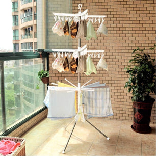 PIKFOS Premium Aluminum Foldable Cloth Drying StandClothes Stand for DryingCloth StandClothes DryerLaundry Racks for Drying for IndoorOutdoorBalcony (3 Tier) White