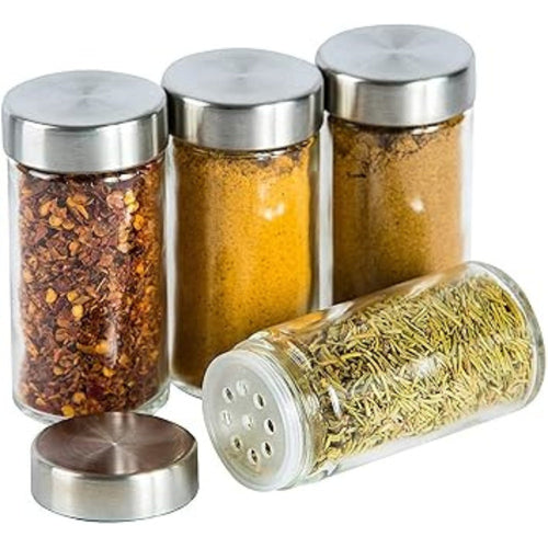 Spice Rack Organizer Stainless Steel 16 Round Containers Spice Storage for Kitchen Home Dried Herbs Silver