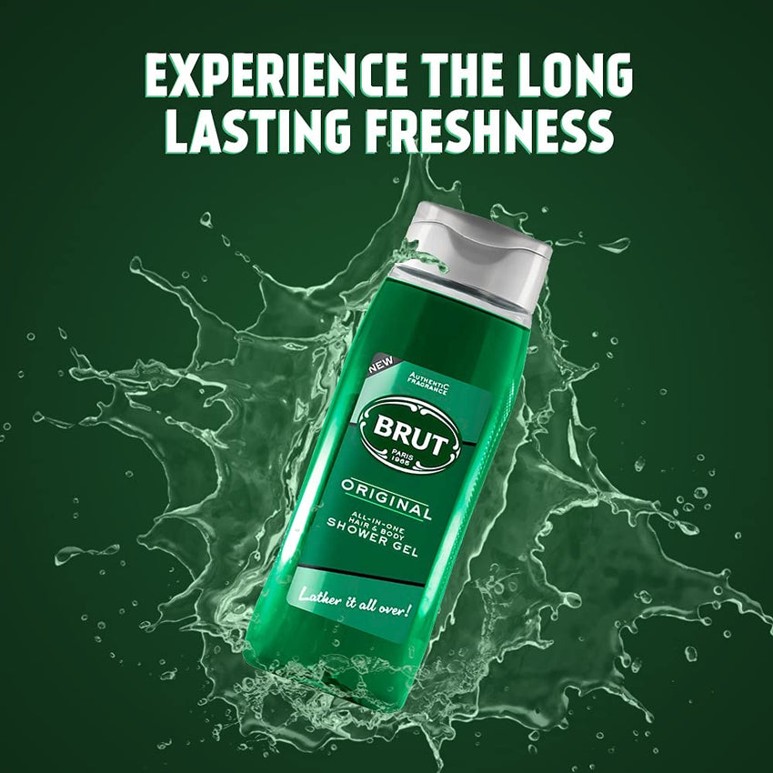 Brut Original ALL-IN-ONE Shower gel for Hair & Body | Body Wash for Men| Authentic Fragrance 500ml