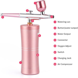 Cordless Airbrush Kit, Rechargeable Handheld Air Compressor Spray Gun Airbrush Kit for Nail Art, Cake, Make Up, Tattoo, Face Paint and Model Pink