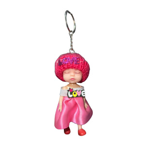 Decorative Cute Girl Keychain/pom Pom Keyring/gift For Her/car/mobile Key Chain