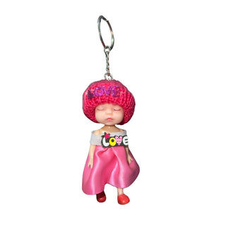 Decorative Cute Girl Keychain/pom Pom Keyring/gift For Her/car/mobile Key Chain
