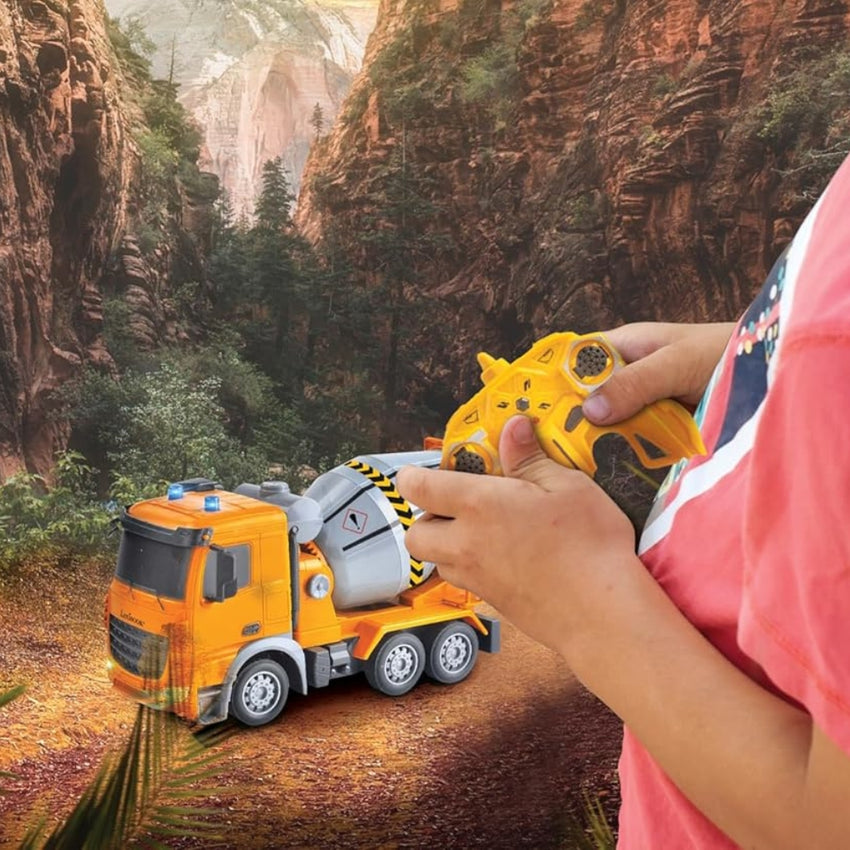 RC Concrete Mixer, Remote Control Router Truck, Lighting Effects, 360° Rotatable Tank, Rechargeable